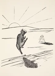 El viejo canguro cuando era el animal diferente con cuatro patas cortas, ilustración de 